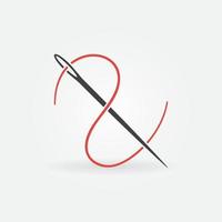 Needle with Red Thread icon - Needlework concept creative symbol vector