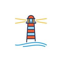 Lighthouse Building in Ocean vector concept colored icon