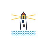 Lighthouse in the Middle of the Sea vector concept colored icon