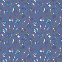 Laboratory Test Tubes with Molecules Colored Seamless Pattern vector