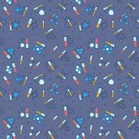 Laboratory Test Tubes with Molecules Colored Seamless Pattern vector