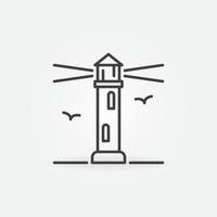 Lighthouse and Two Seagulls vector line concept icon