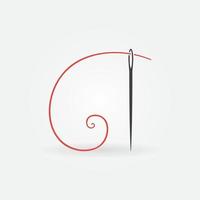 Needle with red thread icon - Tailor vector concept sign