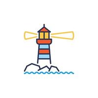 Lighthouse on Cliff vector concept colored icon