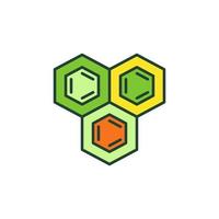 icono de color de química de vector de fórmula química hexagonal