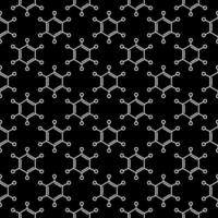 Vector Dark Seamless Pattern with linear Hexagonal Chemical Formulas