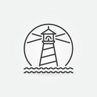 Circle with Lighthouse and Ocean vector concept line icon