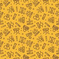 Test-Tubes and Chemical Formulas outline yellow Seamless Pattern vector