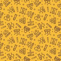 Test-Tubes and Chemical Formulas outline yellow Seamless Pattern vector