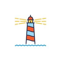 Vector Lighthouse concept colored minimal cute icon