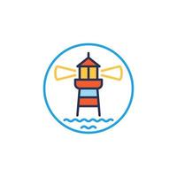 Lighthouse with Waves vector concept colored circle-shaped icon