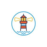 Lighthouse with Waves vector concept colored circle-shaped icon