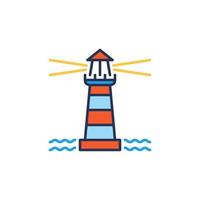 Lighthouse with Light in Ocean vector concept colored icon