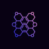 estructura hexagonal molecular vector icono púrpura lineal abstracto