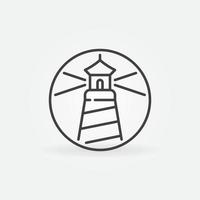 Circle with Lighthouse linear vector concept icon or logo