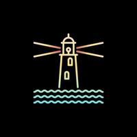Lighthouse in the Middle of the Ocean line vector concept colorful icon
