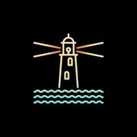 Lighthouse in the Middle of the Ocean line vector concept colorful icon