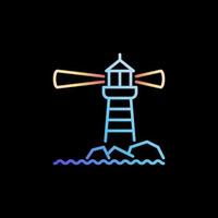 Lighthouse on Cliff vector concept colorful outline icon