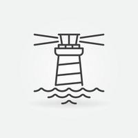 Vector lighthouse with Waves thin line concept icon or sign