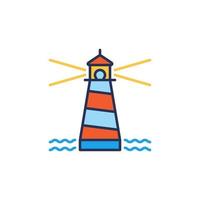 Lighthouse and small Waves vector concept colored icon