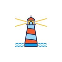 Lighthouse and small Waves vector concept colored icon