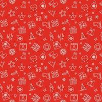 Christmas Day concept vector outline red Seamless Pattern