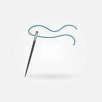 aguja de coser con icono de concepto de artesanía de vector de hilo azul