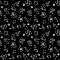 Xmas and Happy New Year concept vector outline seamless pattern