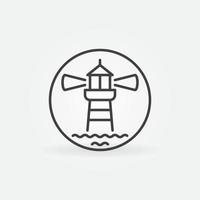 Lighthouse with Waves in Circle outline vector concept icon