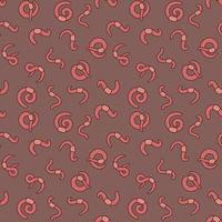 Rainworms vector colored seamless background. Pattern with Red Worms