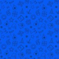Xmas Holidays blue vector seamless pattern - New Year line background