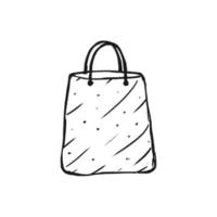 Hand drawn doodle sale clipart-shopping bag. Shopping design element. Isolated on white background. vector