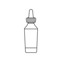 Simple outline cosmetic bottle in minimalistic style, container icon for Sanitizer, Serum, Saline for design. Isolated on white background vector