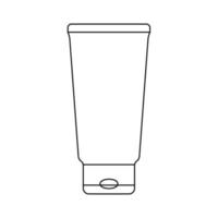Simple outline cosmetic tube in minimalistic style, container icon for Cream, Lotion, Shampoo, Soap, Foam, Shower Gel, Conditioner for design. Isolated on white background vector