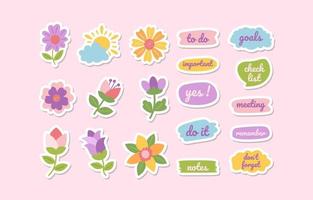 Colorful Spring Journal Sticker Collection vector