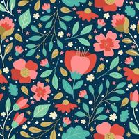 Blooming Flower And Floral Seamless Pattern Background vector