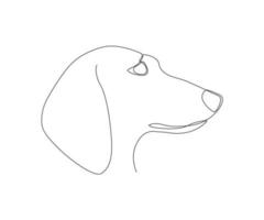 black and white monochrome dachshund dog head hand-drawn with a monoline, one line art. Pet store logo vector