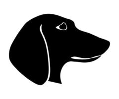 black and white monochrome dachshund dog head. Pet store logo vector