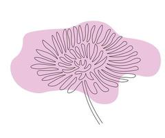 the aster flower is hand-drawn in a minimalist style, in the technique of a single line, a monoline. Cosmetics symbol, beauty salon logo vector