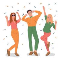 Friends having fun with confetti vector