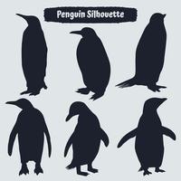 colección de silueta de pingüino en diferentes poses vector