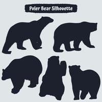 Collection of Polar bear silhouettes in different positions vector