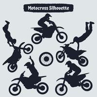 Collection of motocross silhouettes in different positions vector