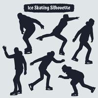 Collection of ice skating silhouettes in different positions vector