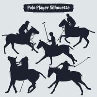 Collection of polo player silhouette vector