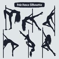 Collection of pole dancer silhouette vector