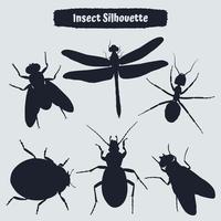 colección de siluetas de insectos planos vector