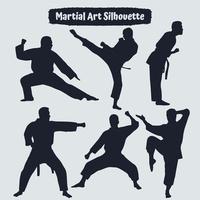 colección de siluetas de artes marciales en diferentes poses vector