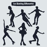 Collection of ice skating silhouettes in different positions vector