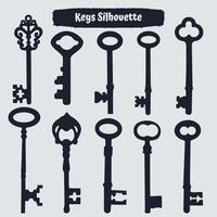 Vintage key vector set in engraving style. antique collection